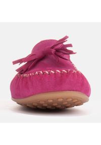 Marco Shoes Baleriny mokasyn z fioletowego zamszu 1979P-770-1 różowe. Zapięcie: bez zapięcia. Kolor: różowy, wielokolorowy, fioletowy. Materiał: zamsz