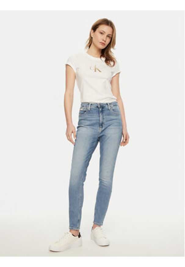 Calvin Klein Jeans Jeansy J20J224486 Błękitny Super Skinny Fit. Kolor: niebieski