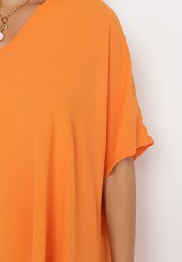 Born2be - Pomarańczowa Sukienka o Fasonie Nietoperza z Wiązaniem na Plecach Miken. Kolor: pomarańczowy