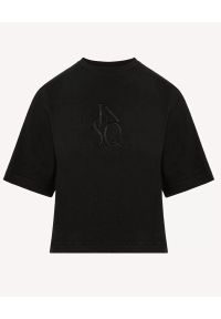 JENESEQUA - Czarny bawełniany T-shirt Rochelle. Kolor: czarny. Materiał: bawełna. Wzór: aplikacja, haft. Styl: klasyczny #1