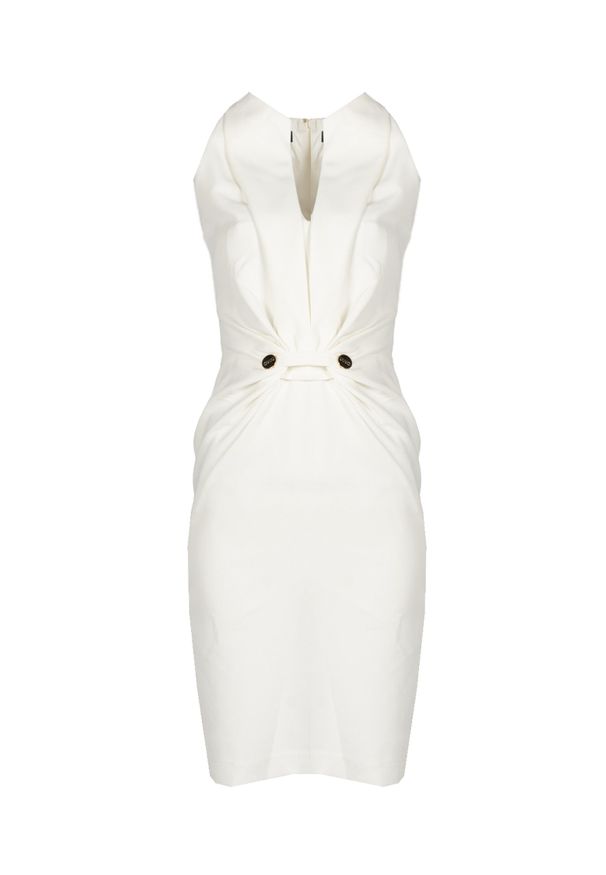 Liu Jo - Liu-Jo Sukienka | CA3130 T2200 | Kobieta | Biały. Typ kołnierza: dekolt w kształcie V. Kolor: biały. Materiał: elastan, bawełna. Długość rękawa: bez rękawów. Wzór: aplikacja. Typ sukienki: dopasowane. Długość: mini