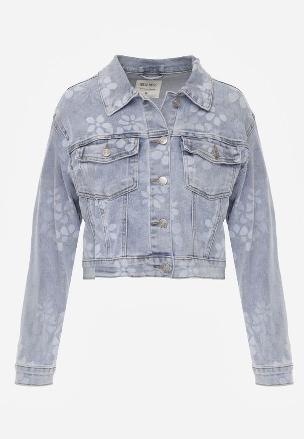 Born2be - Niebieska Krótka Kurtka Jeansowa z Bawełną i Wiskozą w Kwiatowy Wzór Neanelith. Okazja: na co dzień. Kolor: niebieski. Materiał: wiskoza, jeans, bawełna. Długość: krótkie. Wzór: kwiaty. Styl: casual, elegancki