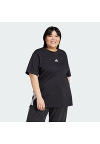 Adidas - Koszulka Essentials 3-Stripes Cotton (Plus Size). Kolekcja: plus size. Kolor: biały, czarny, wielokolorowy. Materiał: bawełna. Sport: fitness