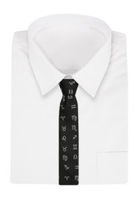 Krawat Alties (7 cm) - Znaki Zodiaku - Czarny. Kolor: czarny. Materiał: tkanina. Styl: elegancki, wizytowy #2