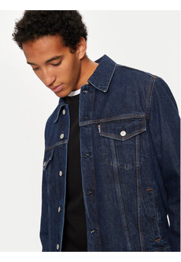 Schott NYC Kurtka jeansowa TRUCKS Granatowy Regular Fit. Kolor: niebieski. Materiał: bawełna