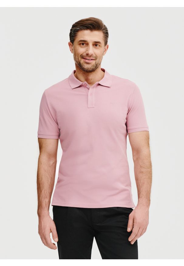 Pako Lorente - PAKO LORENTE – Gładki t-shirt polo w różowym kolorze. Okazja: na co dzień. Typ kołnierza: polo. Kolor: biały, czarny, różowy, pomarańczowy. Materiał: bawełna. Wzór: gładki. Styl: casual