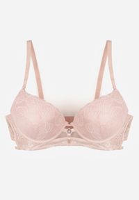 Born2be - Różowy Klasyczny Biustonosz Zdobiony Koronką i Aplikacją Metheis. Kolor: różowy. Materiał: koronka. Wzór: koronka, aplikacja #4