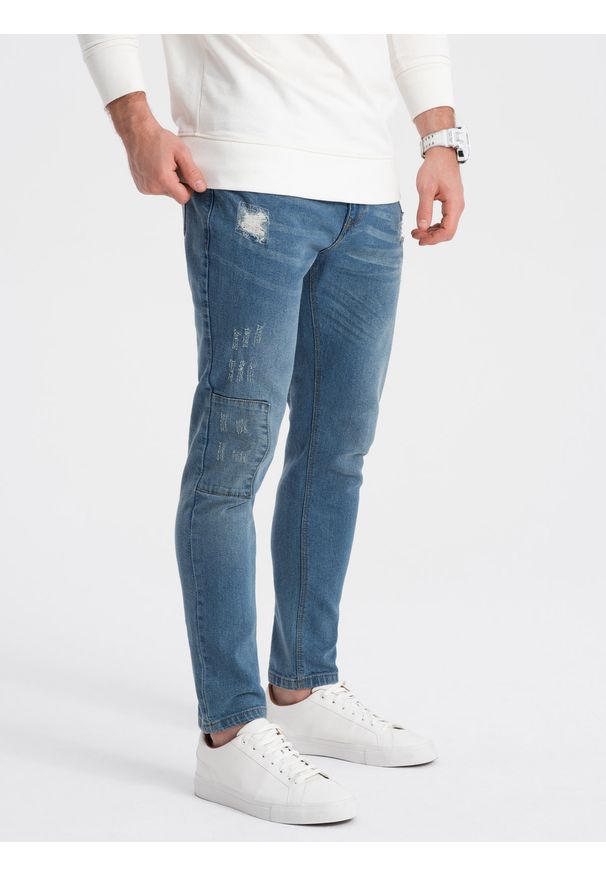 Ombre Clothing - Spodnie męskie jeansowe SKINNY FIT - jasny niebieski - Rozmiar: XL. Kolor: niebieski. Materiał: jeans