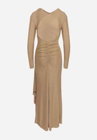 Born2be - Beżowa Asymetryczna Sukienka z Usztywnionymi Miseczkami i Odkrytymi Plecami Remilia. Kolor: beżowy. Typ sukienki: asymetryczne. Styl: wizytowy, elegancki #4