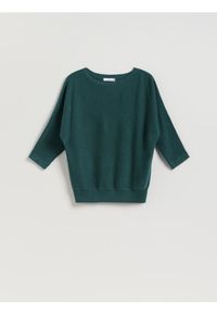 Reserved - Sweter z kimonowym rękawem - morski. Kolor: morski. Materiał: wełna, dzianina