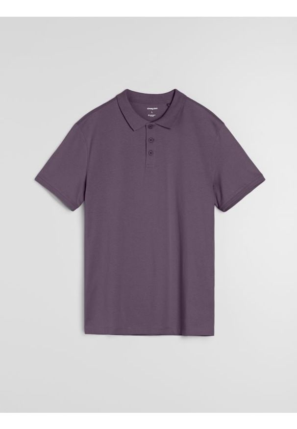 Sinsay - Bawełniana koszulka polo - fioletowy. Typ kołnierza: polo. Kolor: fioletowy. Materiał: bawełna