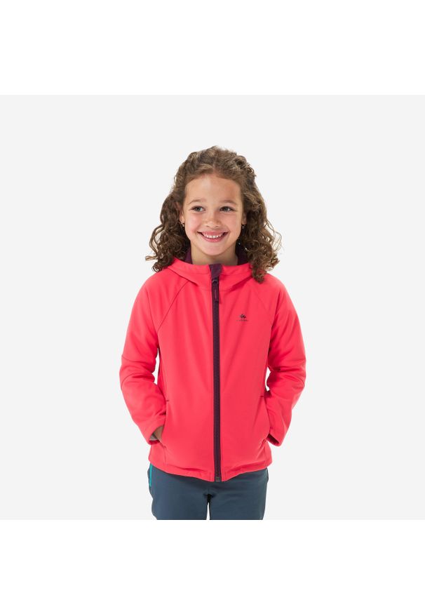 quechua - Kurtka softshell turystyczna dla dzieci Quechua MH550. Kolor: różowy. Materiał: poliester, materiał. Sezon: lato. Styl: sportowy