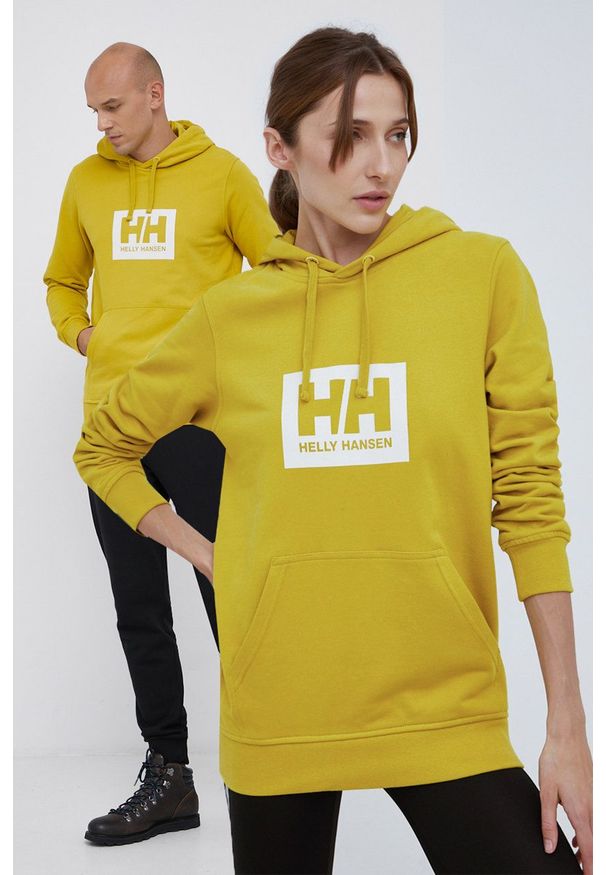 Helly Hansen - Bluza bawełniana. Okazja: na co dzień. Kolor: żółty. Materiał: bawełna. Wzór: nadruk. Styl: casual
