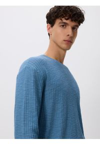 Reserved - Sweter ze strukturalnej dzianiny - jasnoniebieski. Kolor: niebieski. Materiał: dzianina