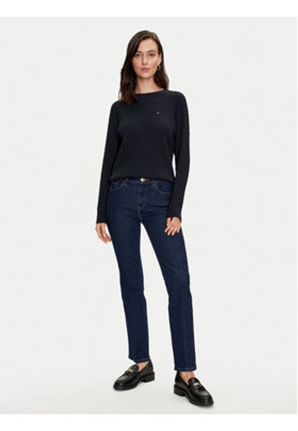 TOMMY HILFIGER - Tommy Hilfiger Sweter WW0WW41142 Granatowy Regular Fit. Kolor: niebieski. Materiał: bawełna