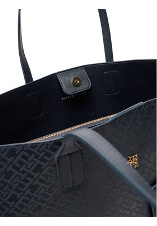 TOMMY HILFIGER - Tommy Hilfiger Torebka Th Distinct Tote Mono AW0AW17195 Granatowy. Kolor: niebieski. Materiał: skórzane