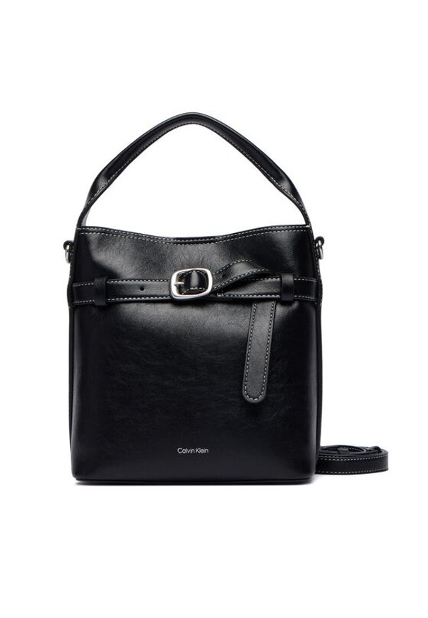 Calvin Klein Torebka Buckle Mini Bucket Crossbody LV04F3550G Czarny. Kolor: czarny. Materiał: skórzane