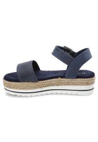 Big-Star - Granatowe Sandały Big Star Wygodne Buty Damskie. Okazja: na co dzień, na spacer. Zapięcie: pasek. Kolor: niebieski. Materiał: skóra ekologiczna, materiał. Szerokość cholewki: normalna. Wzór: paski. Sezon: lato. Styl: casual, sportowy, boho #3