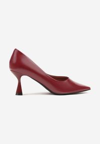Renee - Bordowe Eleganckie Czółenka Vices na Klepsydrze ze Skórzaną Wkładką Vidvira. Okazja: na wesele, na ślub cywilny. Kolor: czerwony. Materiał: skóra. Obcas: na obcasie. Styl: elegancki. Wysokość obcasa: średni #7