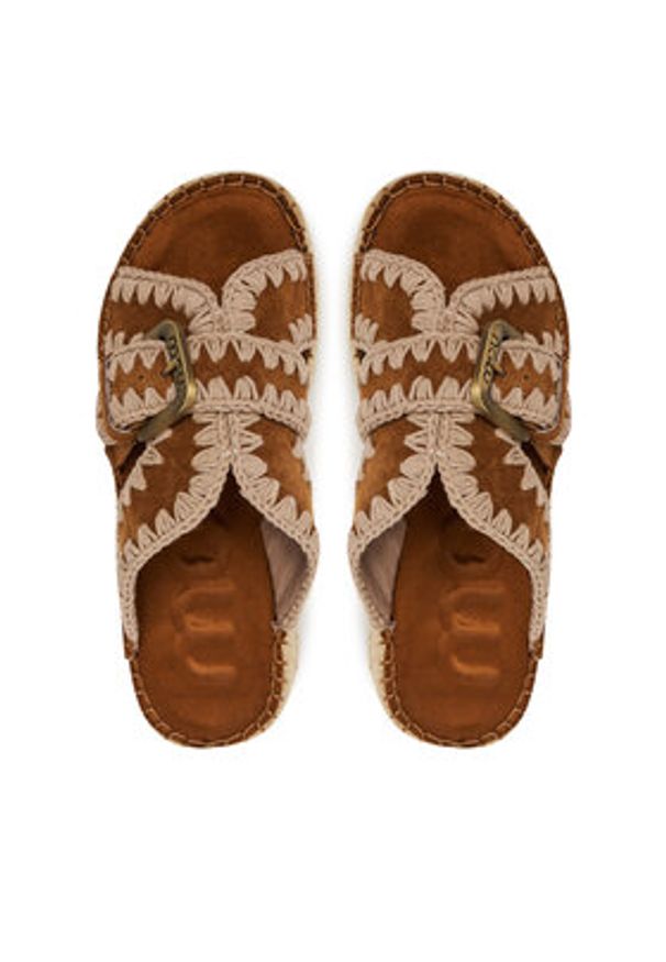 Mou Espadryle Jute sandal MU.SW641003A Brązowy. Kolor: brązowy. Materiał: skóra, zamsz