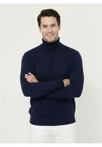 Golf Granatowy, Ciemny, Bawełniany, Męski - Brave Soul. Typ kołnierza: golf. Kolor: niebieski. Materiał: bawełna. Sezon: zima, jesień. Styl: klasyczny #3