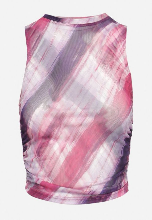 Born2be - Fuksjowy Top z Siateczki po Bokach Wszyte Gumki Paretta. Kolor: różowy