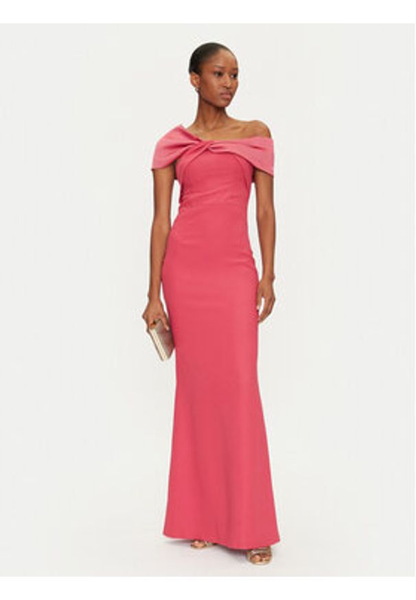 Marciano Guess Sukienka wieczorowa 5GGK11 7300A Koralowy Slim Fit. Kolor: pomarańczowy. Materiał: syntetyk. Styl: wizytowy