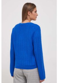 TOMMY HILFIGER - Tommy Hilfiger sweter wełniany damski kolor turkusowy lekki. Kolor: niebieski. Materiał: wełna. Długość rękawa: długi rękaw. Długość: długie. Wzór: ze splotem #3