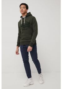 Superdry bluza męska kolor zielony z kapturem z aplikacją. Typ kołnierza: kaptur. Kolor: zielony. Materiał: dzianina. Wzór: aplikacja #5