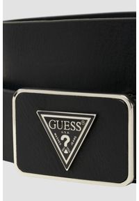 Guess - GUESS Czarny męski pasek z naturalnej skóry. Kolor: czarny. Materiał: skóra