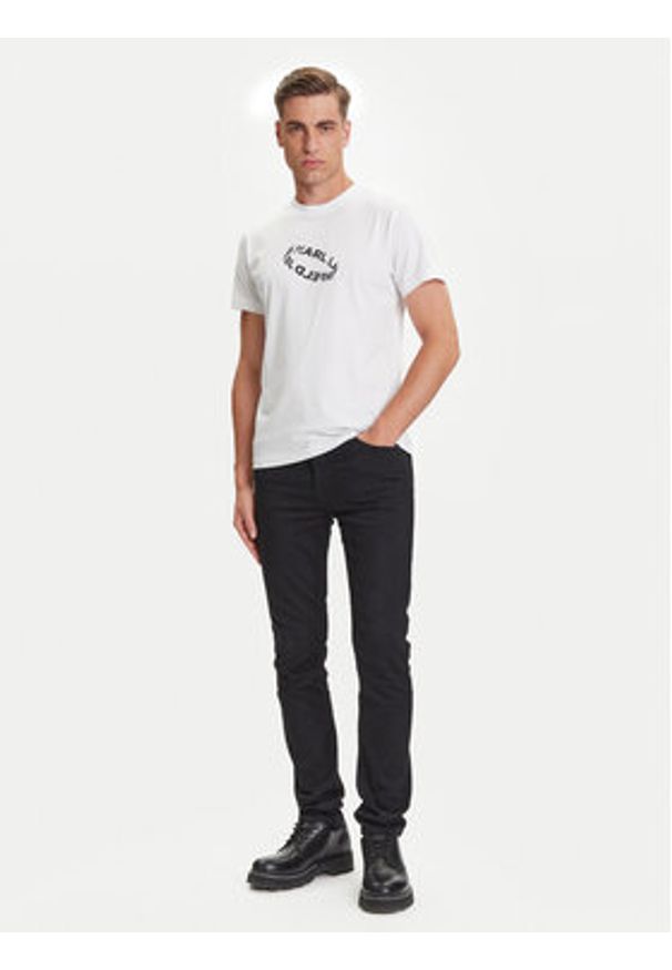 Karl Lagerfeld Jeans T-Shirt A3M17037 Biały Slim Fit. Kolor: biały. Materiał: syntetyk