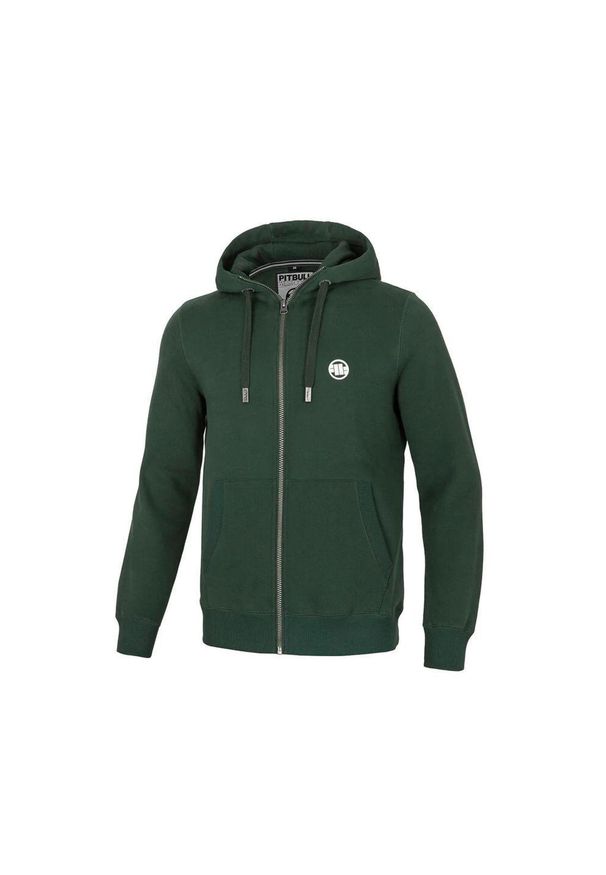 PITBULL - Bluza męska Pitbull rozpinana z kapturem Small Logo. Typ kołnierza: kaptur. Kolor: zielony. Sport: fitness