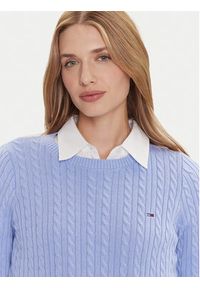 Tommy Jeans Sweter Cable Essential DW0DW22165 Niebieski Regular Fit. Kolor: niebieski. Materiał: bawełna #4