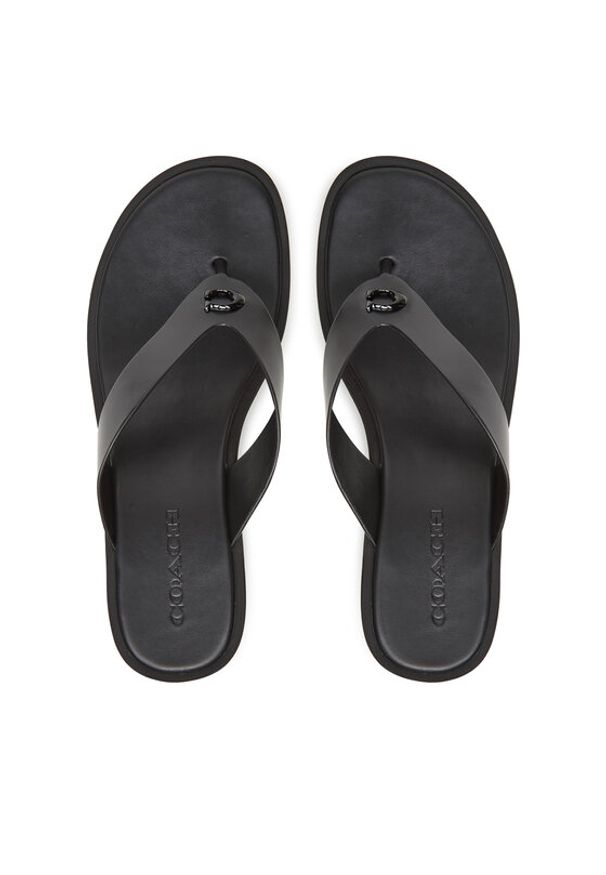 Coach Japonki Sculpted C CAR60 Czarny. Kolor: czarny. Materiał: skóra