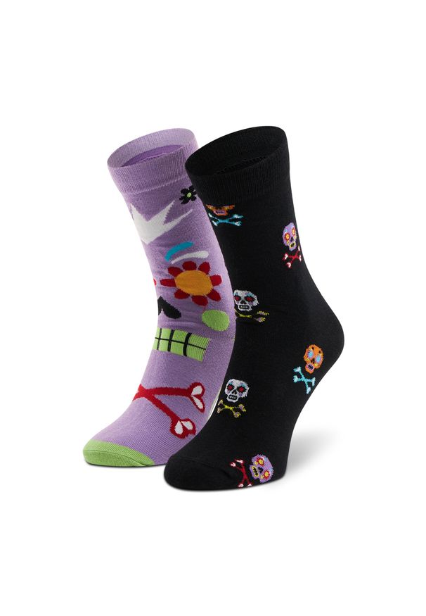 Skarpety wysokie unisex Dots Socks - DTS-SX-486-X Fioletowy. Kolor: czarny, wielokolorowy, fioletowy. Materiał: elastan, materiał, poliamid, bawełna