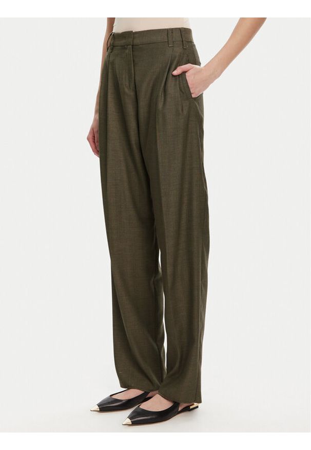 Marella Spodnie materiałowe Hull 2523136161 Khaki Loose Fit. Kolor: brązowy. Materiał: syntetyk
