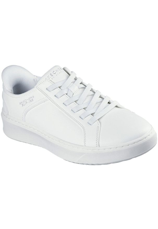 skechers - Buty sportowe męskie Skechers Court Break Double. Kolor: biały. Materiał: skóra ekologiczna, materiał