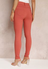 Renee - Pomarańczowe Spodnie Skinny z Talią High Waist Malga. Stan: podwyższony. Kolor: pomarańczowy. Długość: długie #2