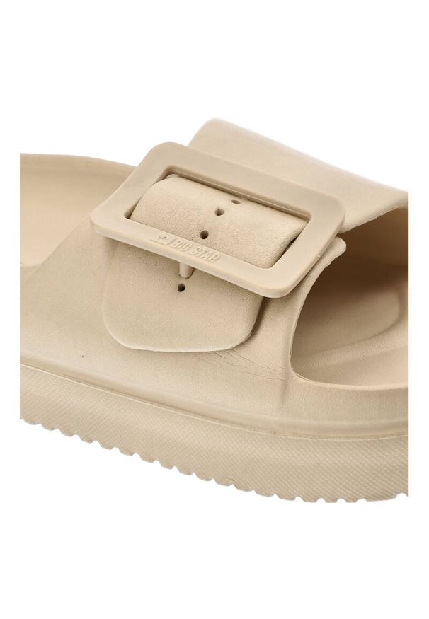 Big-Star - Beżowe Klapki Big Star Wygodne Obuwie Damskie. Okazja: na plażę. Kolor: beżowy. Materiał: materiał. Sezon: lato. Styl: elegancki