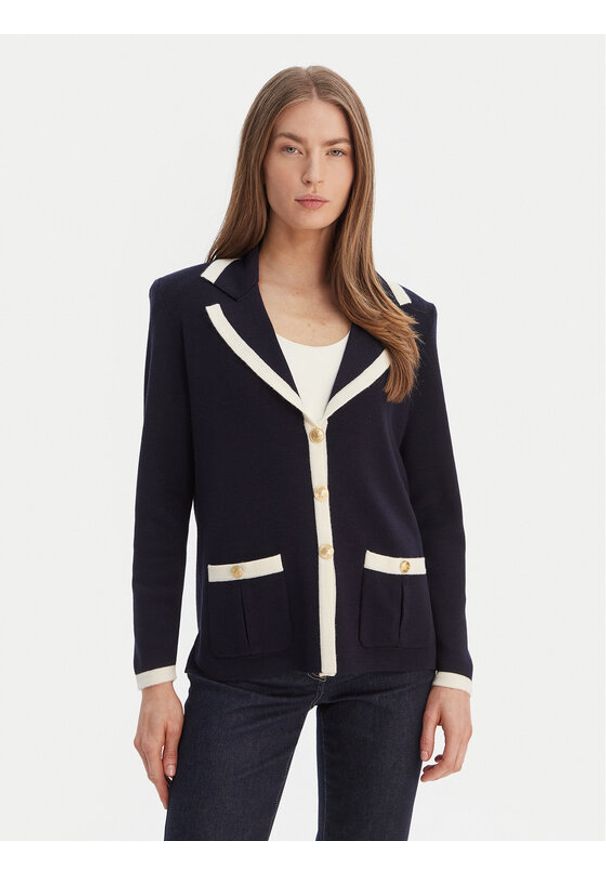 Luisa Spagnoli Kardigan Meridien 100357 Granatowy Regular Fit. Kolor: niebieski. Materiał: wełna