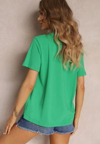 Renee - Zielony T-shirt z Krótkim Rękawem i Okrągłym Dekoltem Volksa. Kolor: zielony. Długość rękawa: krótki rękaw. Długość: krótkie