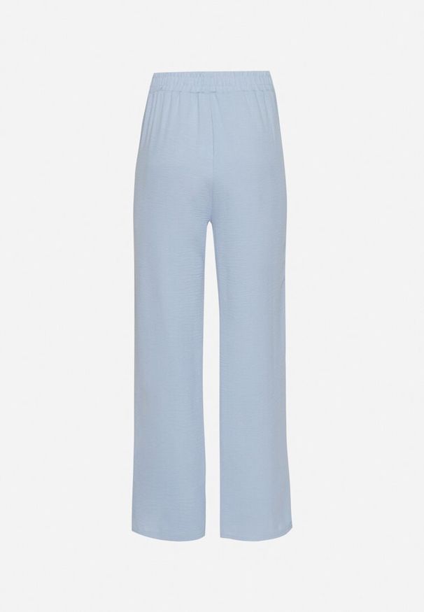 Born2be - Niebieskie Spodnie o Szerokim Kroju z Wiązaniem w Talii Saleniela. Okazja: na co dzień. Kolor: niebieski. Długość: długie. Styl: casual, klasyczny