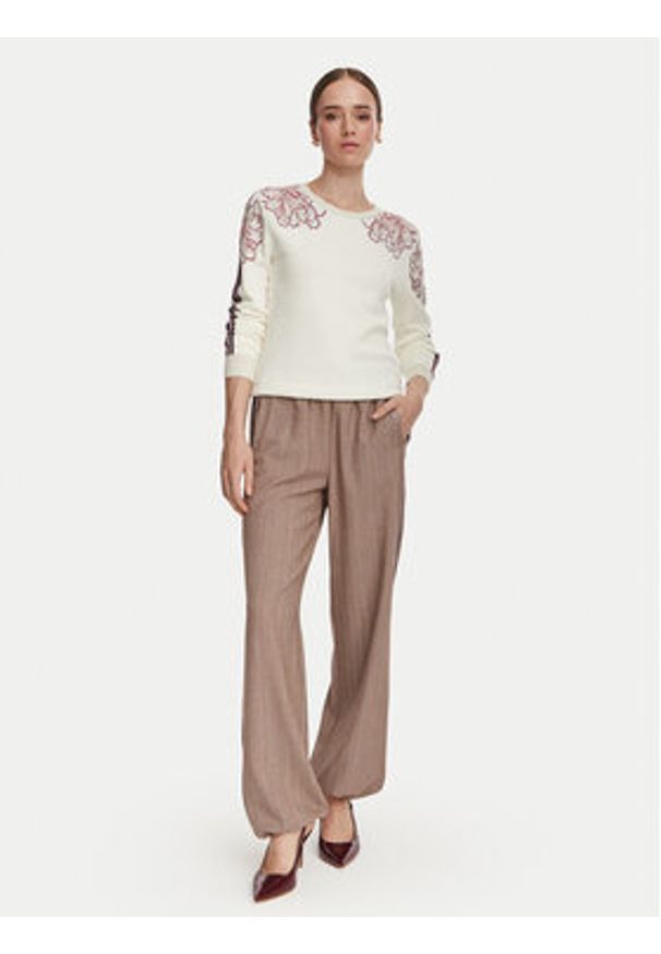 Liu Jo Sport Sweter TF6094 MS49I Kremowy Regular Fit. Kolor: kremowy. Materiał: wiskoza. Styl: sportowy