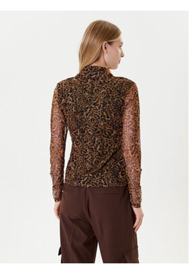 DKNY Bluzka P53HVCMM Brązowy Regular Fit. Kolor: brązowy. Materiał: syntetyk
