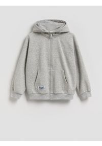 Reserved - Rozpinana bluza oversize - jasnoszary. Kolor: szary. Materiał: dzianina, bawełna