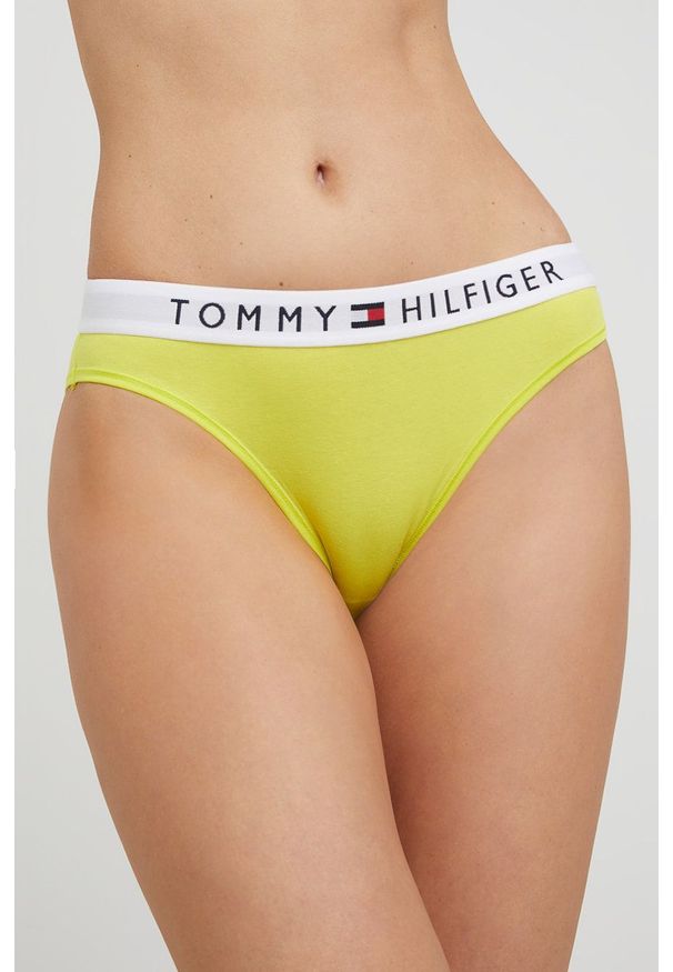 TOMMY HILFIGER - Tommy Hilfiger figi kolor zielony z bawełny. Kolor: zielony. Materiał: bawełna. Wzór: gładki