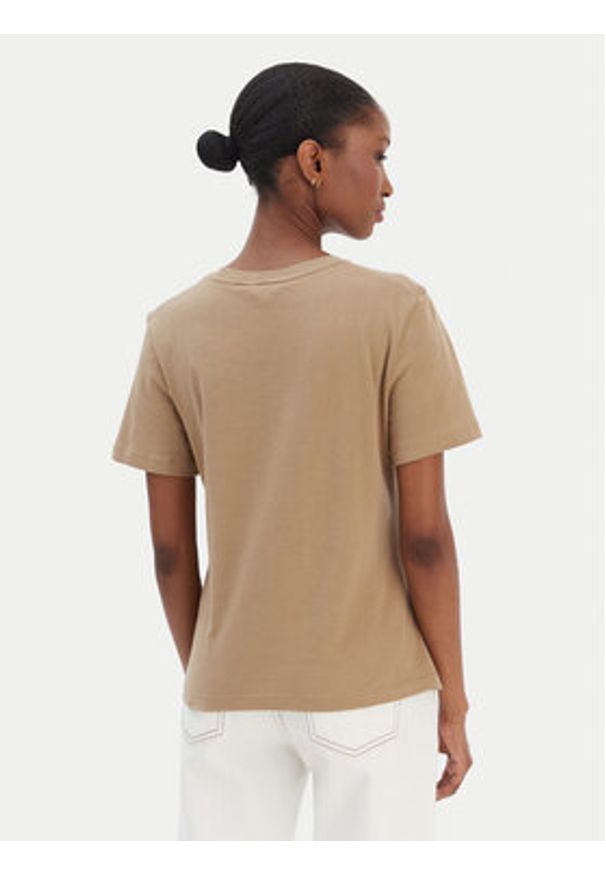 TOMMY HILFIGER - Tommy Hilfiger T-Shirt Logo WW0WW40276 Beżowy Regular Fit. Kolor: beżowy. Materiał: bawełna