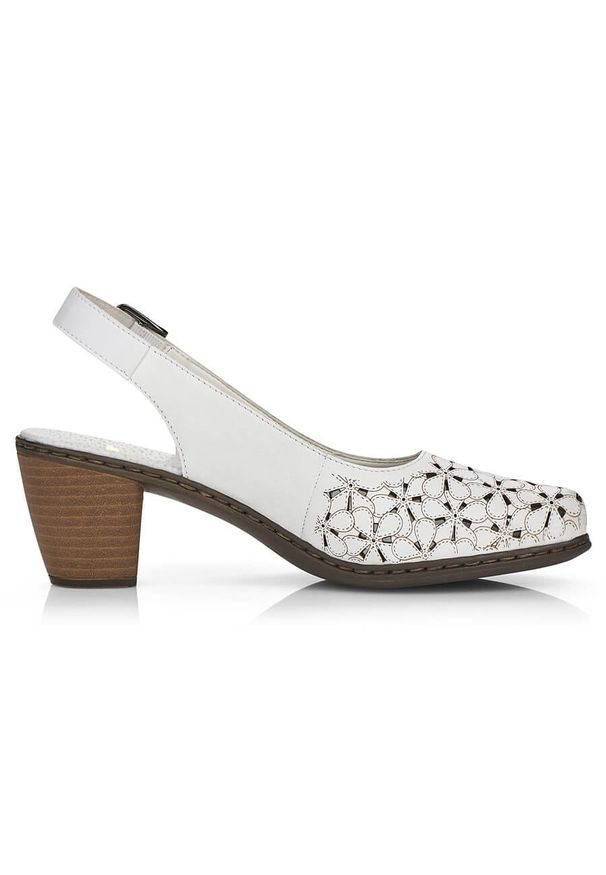 Sandały skórzane damskie pełne białe Rieker 40981-80. Kolor: biały. Materiał: skóra