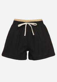 Born2be - Czarne Bawełniane Szorty z Gumką w Pasie Timaolle. Okazja: na co dzień. Kolor: czarny. Materiał: bawełna. Styl: klasyczny, casual, elegancki #4