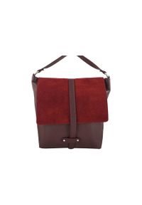 Barberini's - Shopper bag skórzany BARBERINI'S bordowy 774-5. Kolor: czerwony. Wzór: aplikacja. Materiał: skórzane. Rodzaj torebki: do ręki